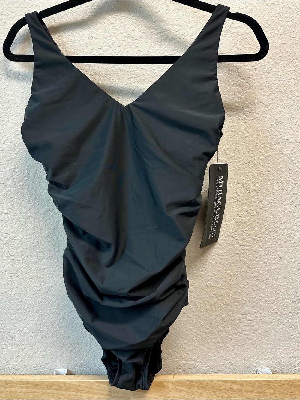 Miraclesuit Black V-Neck Ruched One-Piece Swimsuit